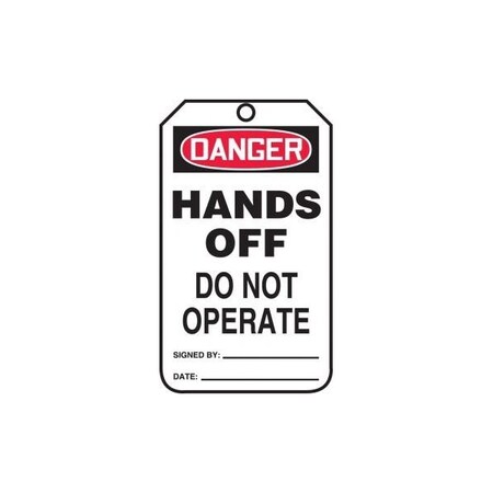 Accuform Safety Tags, DANGER HANDS OFF DO NOT OPERATE, 8.5inx 3.875in, RP-Plastic, 25PK MDT291PTP